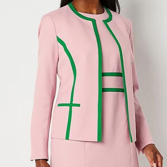 NWT Black Label by Evan-Picone Suit Jacket Size 10 Pink Green - Picture 1 of 10